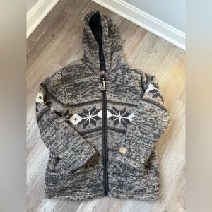 VTG KYBER Outerwear Wool Jacket Full Zip Up Aztec Patterned Fleece Lined Gray L